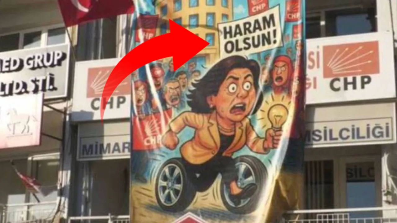 CHP binasında dikkat çeken pankart