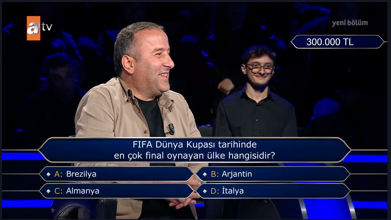 FIFA Dünya Kupası tarihinde en çok final oynayan ülke hangisidir? – 300 Bin TL’lik Soru