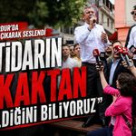 Özgür Özel Burdur’da bankın üzerine çıkarak seslendi: “İktidarın sokaktan geldiğini biliyoruz”