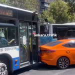 Kızılay’da durak gerilimi: Otobüs şoförü taksiye arkadan çarptı
