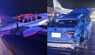 ABD’de feci kaza! Uçak otoyola indi, otomobille çarpıştı! İşte kaza anı...