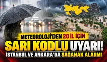 Meteoroloji'den 20 il için sarı kodlu uyarı! İstanbul ve Ankara'da sağanak alarmı