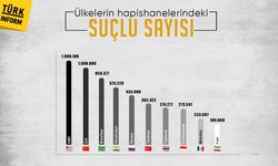 Ülkelerin hapishanelerindeki suçlu sayısı