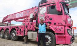 Kızı istedi, vinçler pembeye boyandı: Şantiyelere renk getirdi!