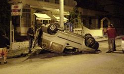 Isparta'da ters dönen araçtan sızan akaryakıt korkuttu
