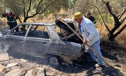 Aydın'da sürücü araç yangınına karşı siper oldu