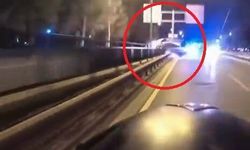 Otomobil bariyerlere çarpıp böyle takla attı...Feci kaza kask kamerasında
