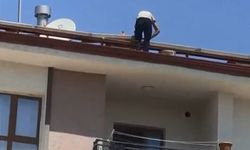 Hiçbir güvenlik önlemi yok! İşçinin tehlikeli çatı mesaisi