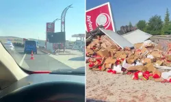 Ankara yolundaki TIR tabelaya çarptı