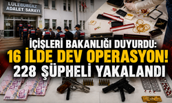 İçişleri Bakanlığı duyurdu: 16 ilde dev operasyon! 228 şüpheli yakalandı