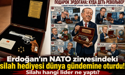 Erdoğan'ın NATO zirvesindeki silah hediyesi dünya gündemine oturdu! Silahı hangi lider ne yaptı?