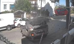Büyükçekmece’de feci kaza! Park halindeki araca çarpan otomobil takla attı