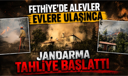 Fethiye'de alevler evlere ulaşınca jandarma tahliye başlattı