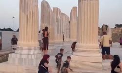 Side Antik Kenti'nde skandal görüntü! Çevrili alana girenleri böyle çıkardı