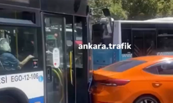 Kızılay’da durak gerilimi: Otobüs şoförü taksiye arkadan çarptı
