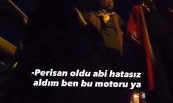 Yeni aldığı motosikleti kazada hasar gören sürücü gözyaşlarına hakim olamadı