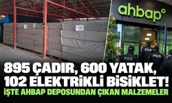 895 çadır, 600 yatak, 102 elektrikli bisiklet! İşte Ahbap deposundan çıkan malzemeler