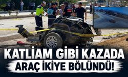 Elazığ'da katliam gibi kaza kamerada! Araç ikiye bölündü