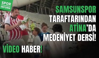 Samsunspor taraftarından Yunanistan’da örnek davranış! Temizlik dersi verdiler...