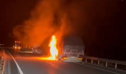 Erzincan’da korku dolu anlar: Seyir halindeki tır alev topuna döndü!