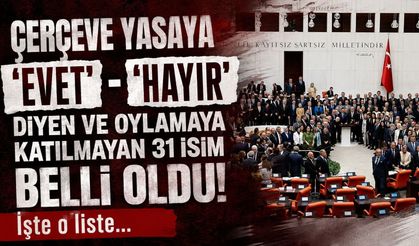 Çerçeve yasaya "evet" ve "hayır" diyen isimler belli oldu! İşte o liste...