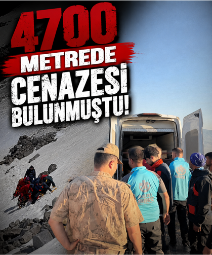 4700 metre rakımda bulunan dağcının cenazesi dağdan indirildi