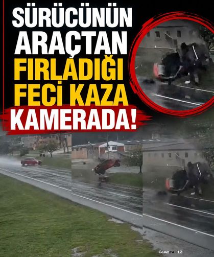 Defalarca takla attı! Sürücünün araçtan fırladığı feci kaza kamerada