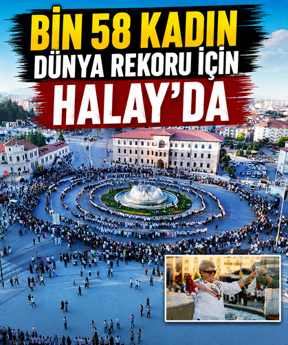 Sivas'ta renkli festival: Bin 58 kadın dünya rekoru için halay çekti