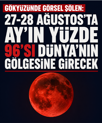 Gökyüzünde görsel şölen: 27-28 Ağustos'ta Ay'ın yüzde 96'sı Dünya'nın gölgesine girecek!
