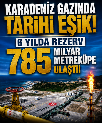 Karadeniz gazında tarihi eşik! 6 yılda rezerv 785 milyar metreküpe ulaştı