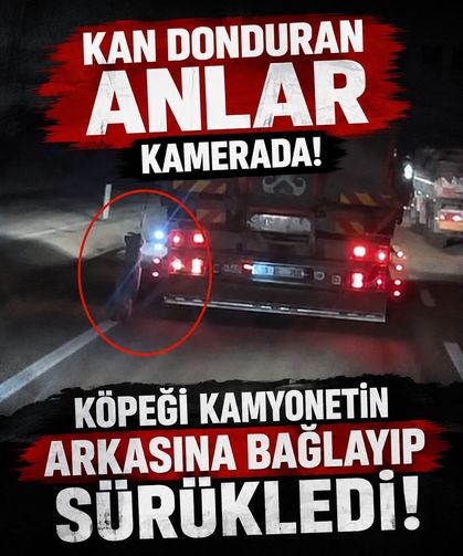 Köpeği kamyonetin arkasına bağlayıp sürükledi!