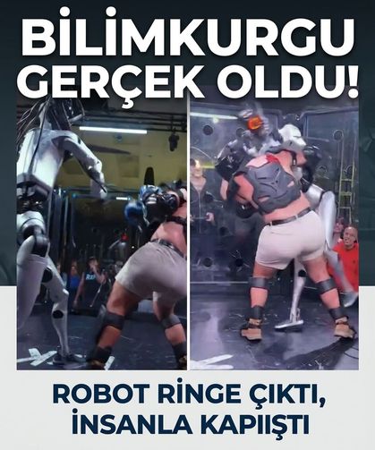 Bilimkurgu gerçek oldu! Robot ringe çıktı, insanla kapıştı