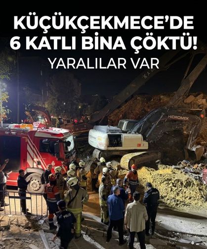 Küçükçekmece'de bina yıkım esnasında çöktü! Yoldan geçen 2 kişi yaralandı