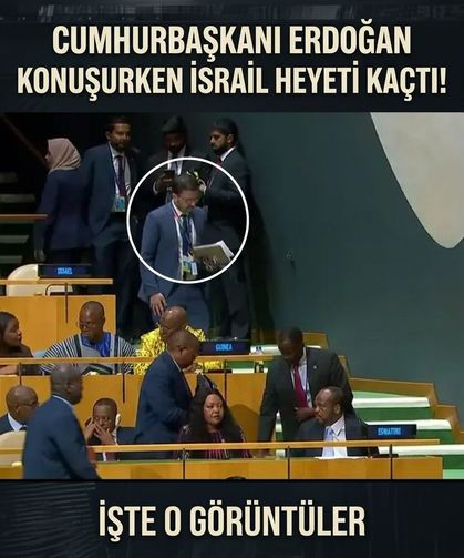 Cumhurbaşkanı Erdoğan konuşurken İsrail heyeti kaçtı! İşte o görüntüler