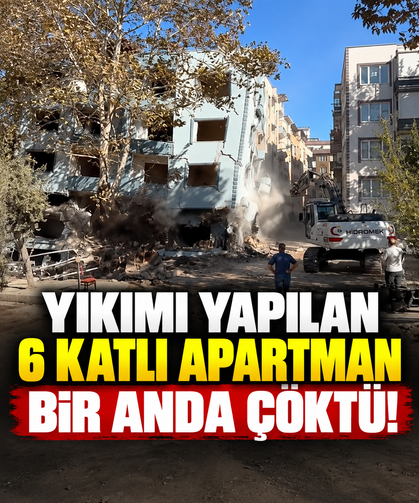 Yıkımı yapılan 6 katlı apartman bir anda çöktü!