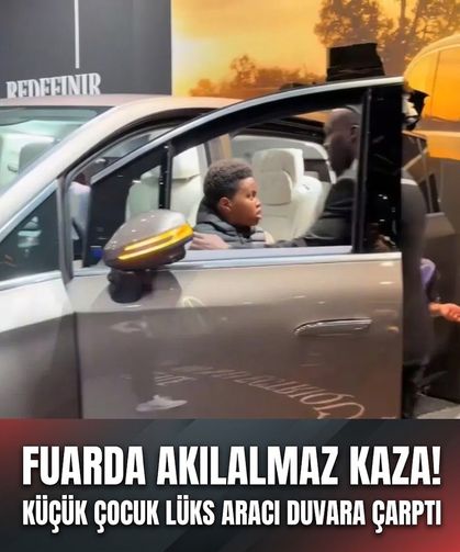 Fuarda akılalmaz kaza! Küçük çocuk, lüks Mercedes’i duvara çarptı: Marka inceleme başlattı