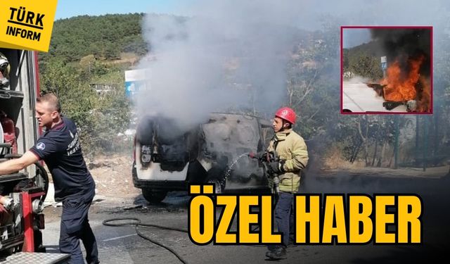 Aydos Ormanı yakınında araç yangını!
