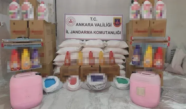 Ankara’da depoda sahte temizlik malzemesi üretimi: 500 litre sahte deterjan ele geçirildi