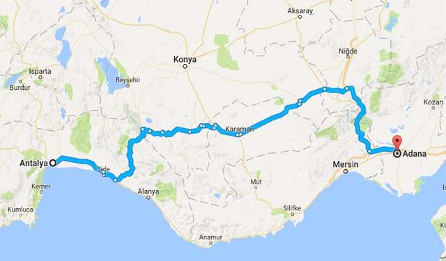 Adana - Antalya arası kaç km? Adana Antalya arası kaç kilometre ve kaç saat sürer? Yol ne kadar benzin yakar?