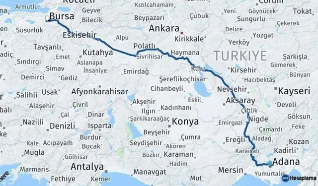 Adana - Bursa arası kaç km? Adana - Bursa arası kaç kilometre ve kaç saat sürer? Yol ne kadar benzin yakar?