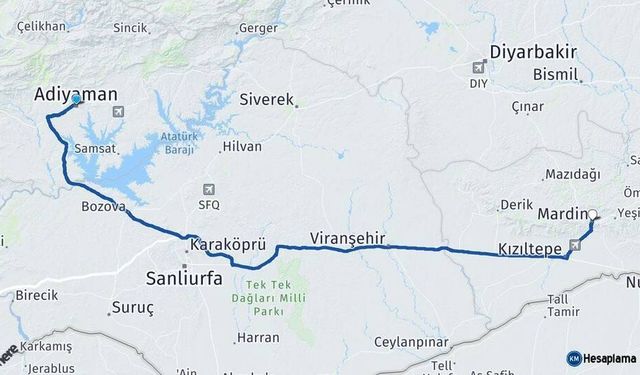 Adıyaman - Mardin arası kaç km? Mardin - Adıyaman arası kaç kilometre ve kaç saat sürer?