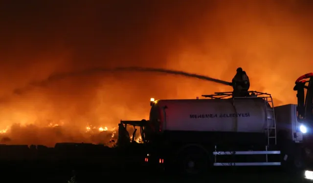 İzmir'de çöp depolama alanında çıkan yangına müdahale ediliyor