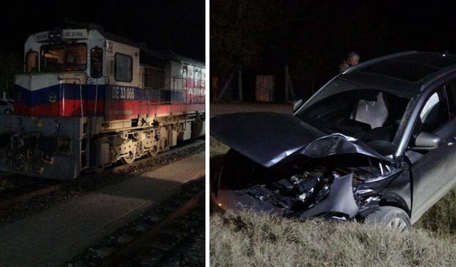 Malatya'da feci kaza! Yük treni hemzemin geçitte otomobile çarptı: 5 yaralı