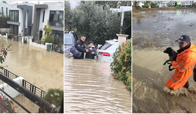 Kıbrıs'ı sel vurdu: Ev ve iş yerleri suya gömüldü!