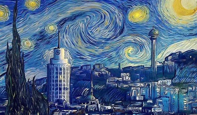 Van Gogh'un 'Yıldızlı Gece' eserine Ankara dokusu