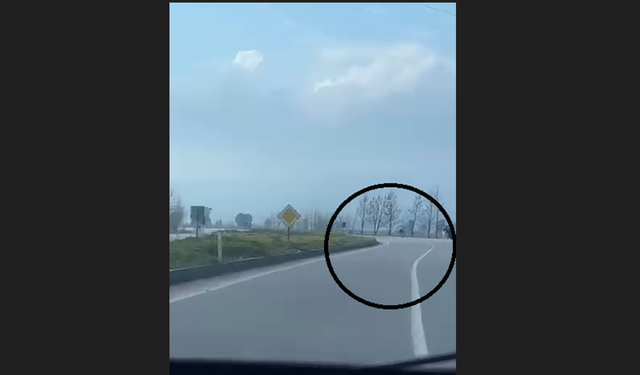 Akan trafikte akrobatik hareketler yaparken tarlaya uçtu!