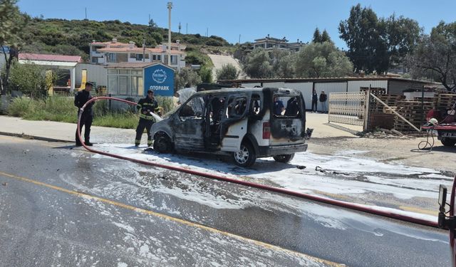 Datça’da ticari araç küle döndü!