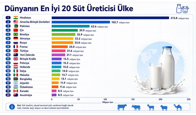 Dünyanın en fazla süt üreten ülkeleri