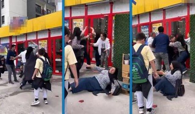 Bursa'da market çalışanı ile müşteri birbirine girdi: Kavga anı kamerada!