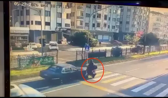 Trabzon'da otomobil, yaya geçidinden geçen motosiklete çarptı!